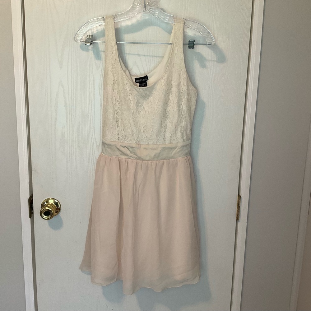 Y2K Wet Seal Lace and Tulle Off White Dress Size Large